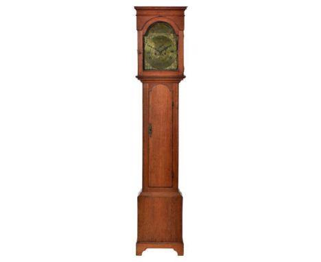 AN OAK EIGHT DAY LONGCASE CLOCK, 19TH C the brass dial with subsidiary seconds dial and date sector inscribed John Watson Kir