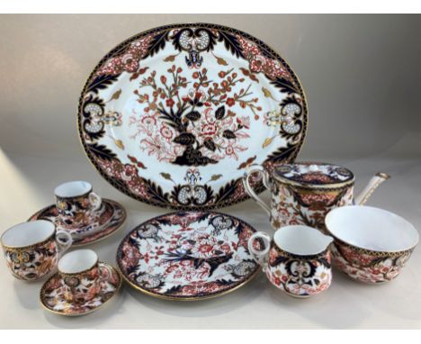 A 19th century and later Royal Crown Derby porcelain matched part dinner, tea and coffee service, decorated in the Imari pale