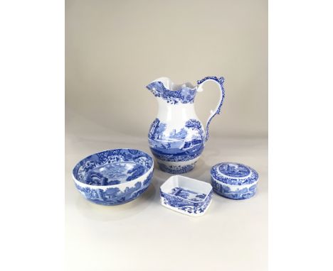 A Copeland Spode Italian pattern porcelain bowl, 21.5cm diameter, together with a Spode Italian ware ewer, trinket pot and sm