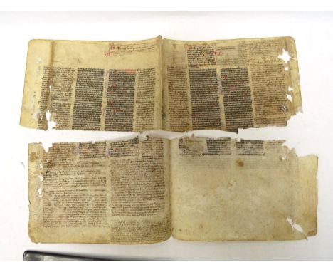 Single bifolium (split horizontally) containing a portion of a copy of the Codex Iustinianus, heavily glossed in a single han