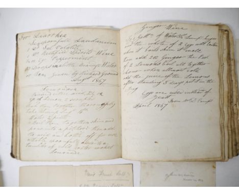 A manuscript book containing a good quantity of circa late 18th to mid 19th Century entries, including cookery receipts, arit