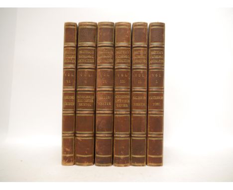 John Britton: 'Cathedral Antiquities of England', London, Longman, 1814-1836, 14 volume complete set (bound in six volumes), 
