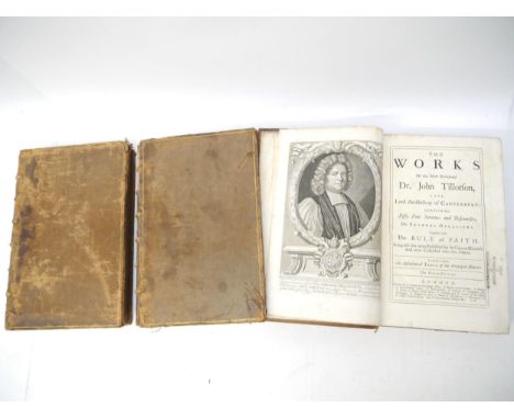 John Tillotson: 'The Works of the Most Reverend Dr. John Tillotson', London, James Round, Jacob Tonson et al, 3 volumes, volu