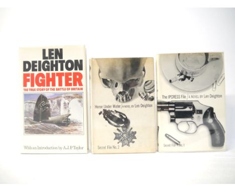 Len Deighton, 3 titles: 'The Ipcress File', London, Hodder &amp; Stoughton, 1962, 2nd impression, original cloth gilt (near f