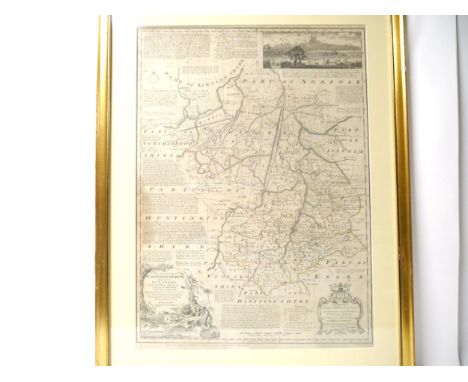 (Cambridgeshire), Emanuel Bowen: An Accurate map of Cambridgeshire divided into its hundreds', engraved map, hand coloured in