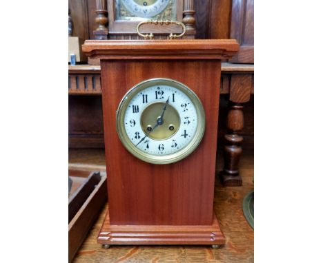 A mahogany cased mantel clock with French movement