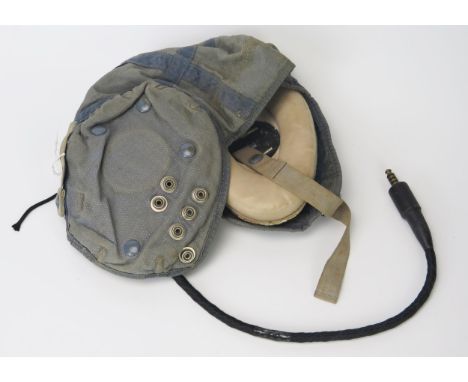 A cold war period RAF G-Type canvas flying helmet, (wired), circa 1959. 