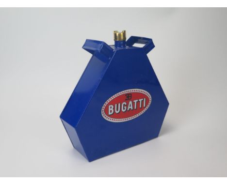 A repainted replica Bugatti petrol can with brass can, 24cm high. 
