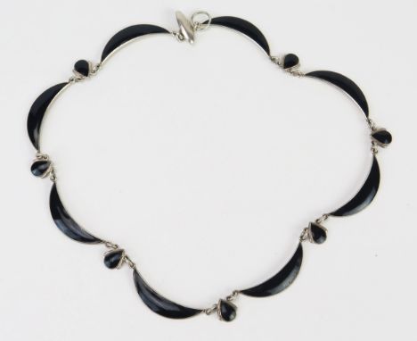 A Danish Silver and Enamel Necklace, marked VB, 15.25" (39cm)24.7g 