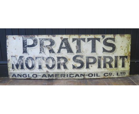 An original enamel advertising sign "Pratts Motor Spirit" 45 x 133cm.