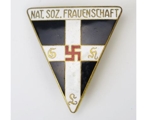 A Third Reich period National Socialist Woman's League gilt and enamel membership badge, marked RMZ M1/13 to the reverse, 4.5