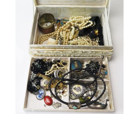 A Box of Costume Jewellery, ladies Rotary wristwatch etc. 