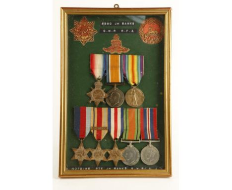 TWO GROUPS OF FIRST AND SECOND WORLD WAR MEDALS, a trio of First World War medals, comprising 1914-15 star, War medal, victor
