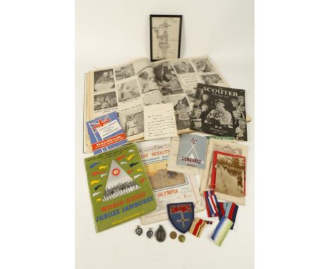 ROBERT BADEN POWELL: A handwritten letter dated 12th July 1913, and a collection of scouting related items (a lot)