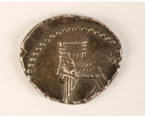 PARTHIA, ANCIENT PERSIA. VOLOGASES III, 105-147AD, AR Drachm, bare headed bust right wearing diadem, archer seated with bow i