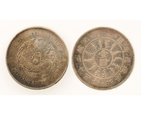 CHINA, Chihli (Zhili) Province. AR DOLLAR, 1897 (YR23). Pei Yang Arsenal, dragon within legend, character marks on reverse. V