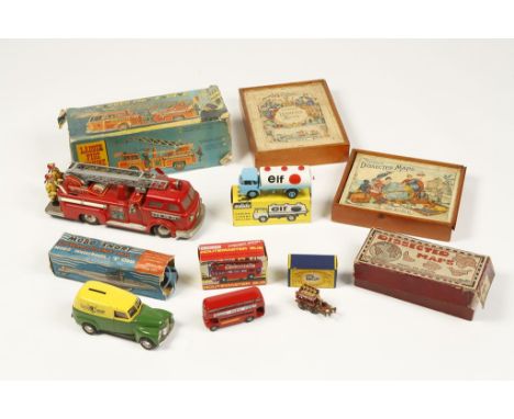 A SOLIDO ELF TRUCK, two VIctorian puzzle maps and other toys, mostly boxed.