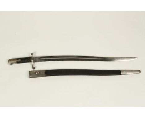 A VICTORIAN 1860 PATTERN MARTINI HENRY SWORD BAYONET with Yataghan type blade, and original scabbard