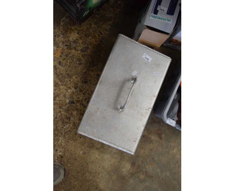 A hand made metal toolbox together with tools