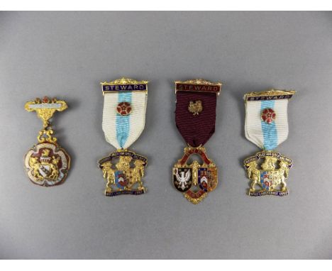 Masonic Stewards Enamel Jewells (4) in total. Various lodges.