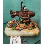 "JOURNEY THROUGH ABYSS", SUBMARINE SEA LIFE ART SCULPTURE, SIZE: 10" X 12" X 8", MFG 2012, SIGNED BY