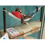 "TOMORROW IS SOON ENOUGH", WHISKERS THE CLOWN ON HAMMOCK ART SCULPTURE, SIZE: 12" X 22", COMES W/