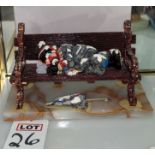 "SNOW DRIFTER", HOBO CLOWN ON BENCH ART SCULPTURE, FROM RON LEE'S PERSONAL COLLECTION, MFG 2011,