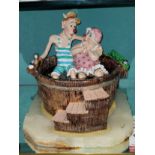 "YOU MUST BE KIDDING", TWO CLOWNS IN TUB ART SCULPTURE, SIZE: 12.5" X 13", MFG 1990, SIGNED BY RON