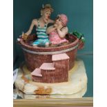 "YOU MUST BE KIDDING", TWO CLOWNS IN TUB ART SCULPTURE, SIZE: 12.5" X 13", MFG 1990, SIGNED BY RON