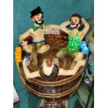 "RUB-A-DUB TUB", THREE CLOWNS IN TUB ART SCULPTURE, SIZE: 8.5" X 9", MFG 1984