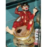 "SATURDAY NIGHT", CIRCUS CLOWN IN TUB ART SCULPTURE, RARE ARCHIVE SCULPTURE, SIZE: 10" X 10" X 6.5",