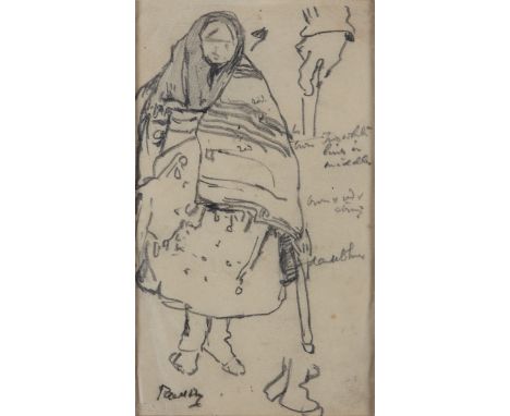 Paul Henry RHA (1877-1958)Woman from the West (Sketch)Pencil, 17.5 x 10cm (7 x 4)SignedProvenance: With The Oriel Gallery, la