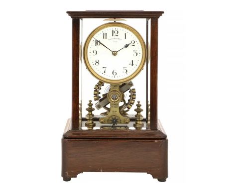A Five Glass Eureka Electric Mantel Clock, 1906, mahogany case with five bevelled glass panels, 4-1/2-inch enamel dial with A