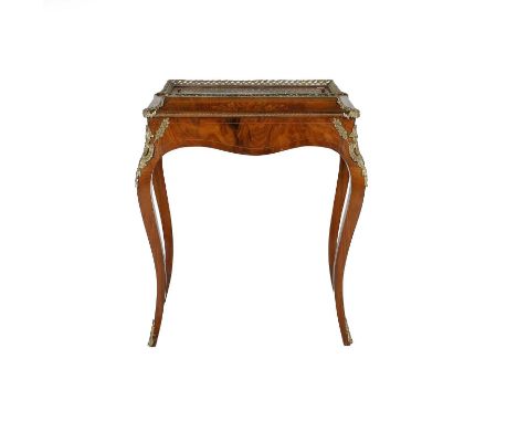 ~ A Victorian Figured Walnut, Marquetry-Inlaid and Gilt Metal-Mounted Planter Table, late 19th century, in Louis XV style, th