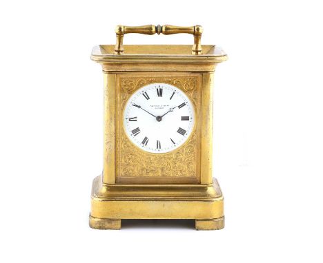 A Rare Brass Striking and Repeating Giant Carriage Clock, signed Arnold &amp; Dent, London, circa 1835, carrying handle and r