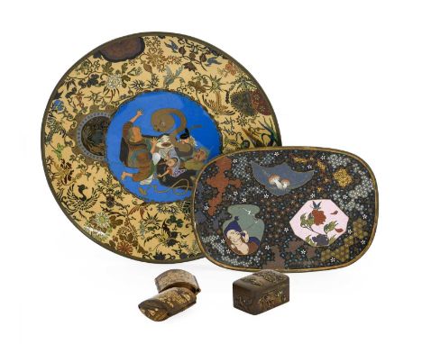 A Japanese Lacquer Inro, 19th century, of five cases, gilt with a profusion of stylised foliage9cm highA Mixed Metal Snuffbox