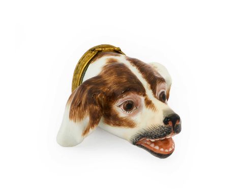 A Gilt Metal-Mounted Furstenberg Porcelain Snuff Box and Hinged Cover, probably 19th century, in the form of a naturalistical