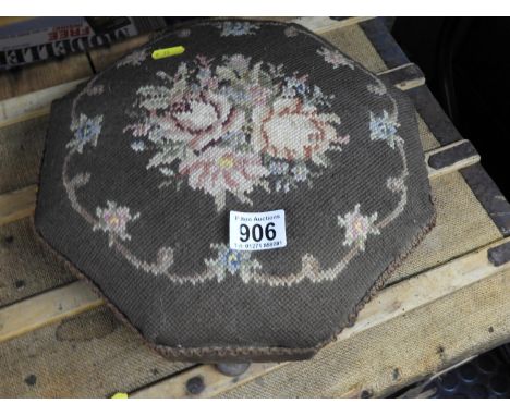 Vintage Tapestry Topped Footstool 