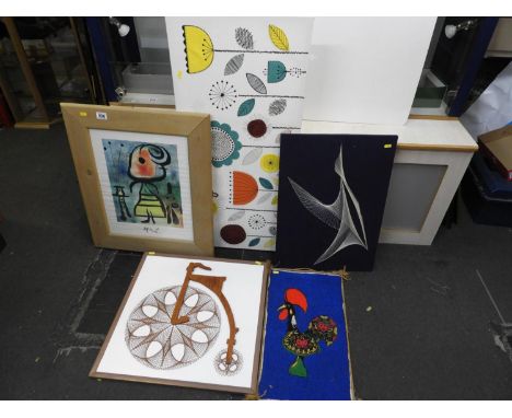 2x Prints, 1x Framed Tapestry and 1x String Art Wall Hanging 