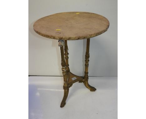 Gilt Circular Occasional Table with Shelf under 