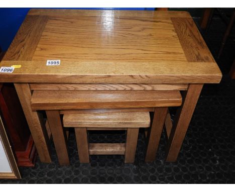 Nest of 3x Modern Light Oak Tables 