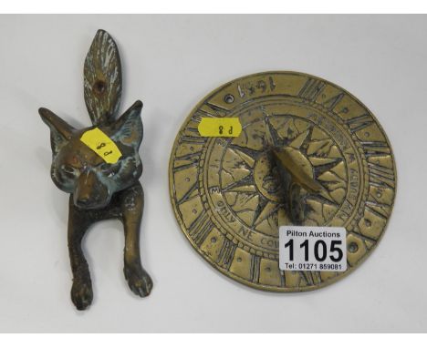 Sundial and Fox Head Door Knocker 