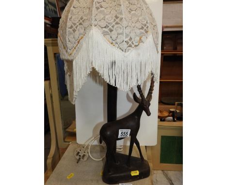 Carved Treen Lamp Base - Antelope 
