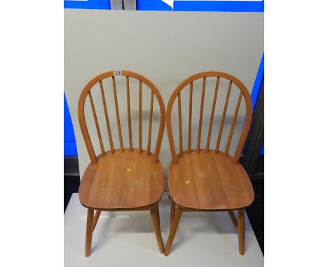 Pair of Pine Stick Back Dining Chairs 