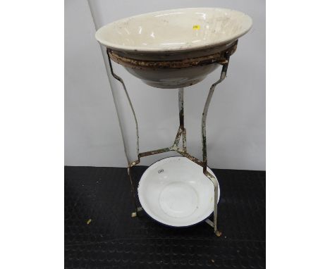 Washstand with Enamel Bowl 