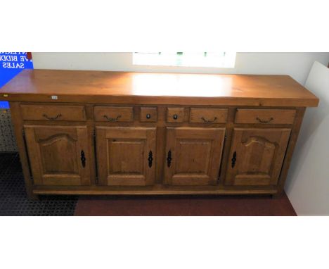 Good Quality French Modern Light Oak Sideboard with Six Drawers and Four Cupboards under - 96" Wide x 21.5" Deep x 41.5" Tall