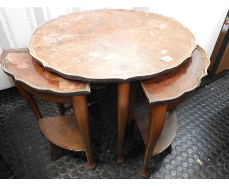 Pie Crust Circular Occasional Table with 4x Matching Lamp Tables under 