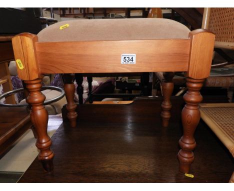 Pine Stool with Upholstered Seat 