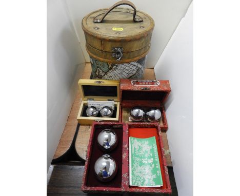 World Map Trinket Box and 3x Boxed Sets of Chinese Health Balls 