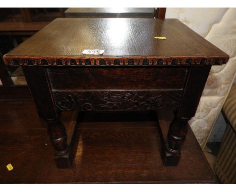 Carved Oak Stool 